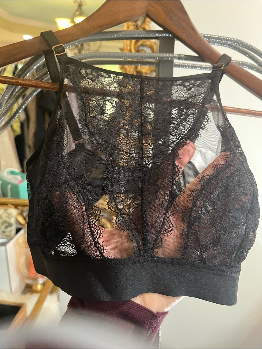 Soma Breathtaking High Neck Sheer Lace Bralette Size Medium - Picture 11 of 15